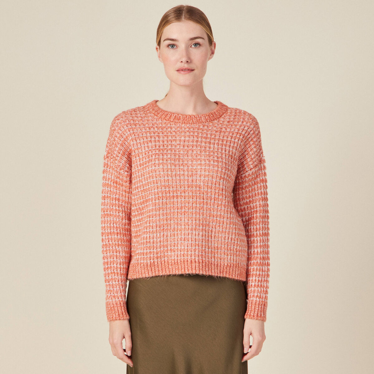 Pull manches longues rouge clair femme