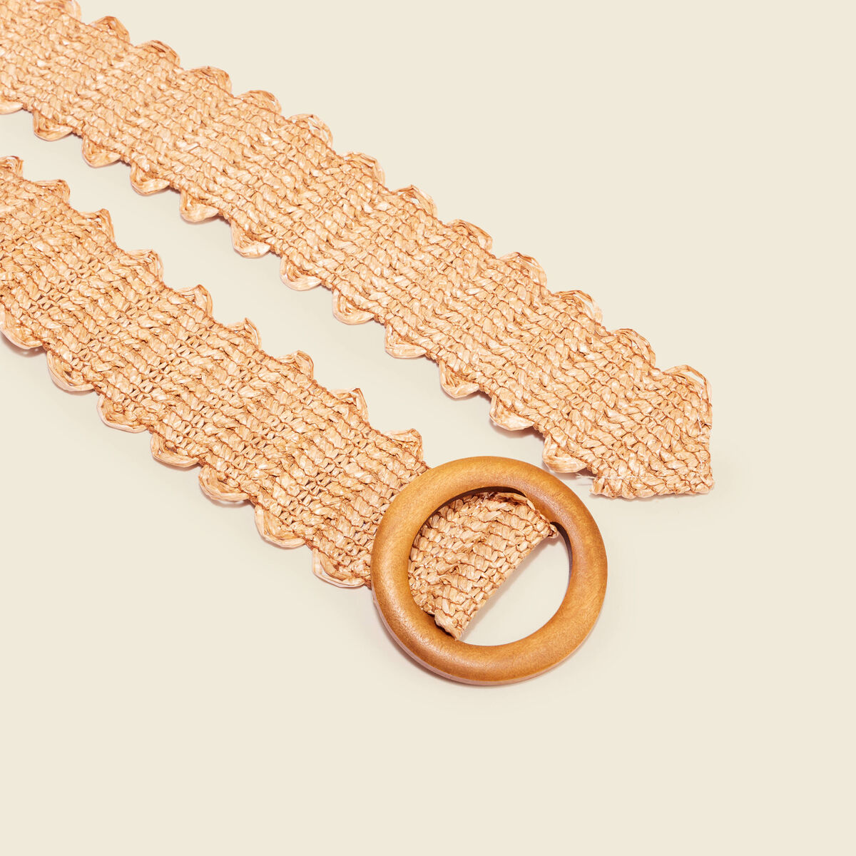 Ceinture large tress&eacute;e beige femme