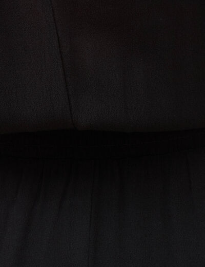 Robe col v manches courtes noir femme