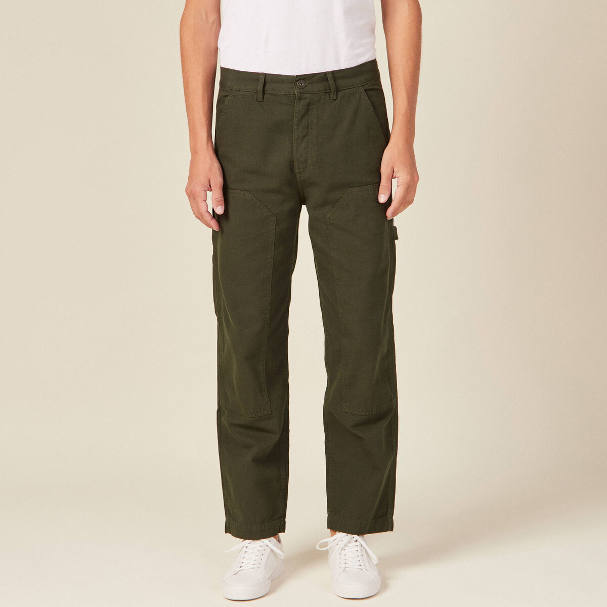 Pantalon large vert kaki homme