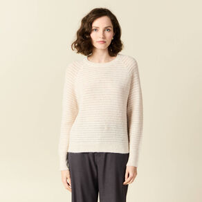 Pull manches longues sequins ecru femme