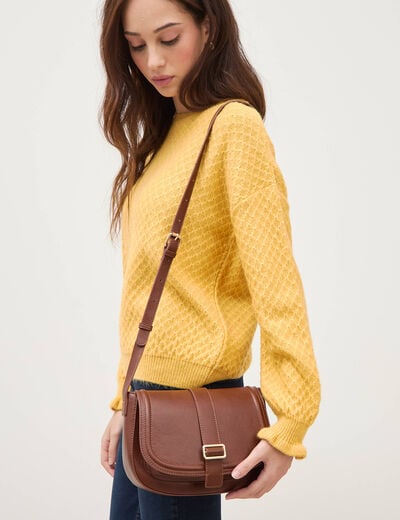 Sac bandouli&egrave;re avec doublure marron fonc&eacute; femme