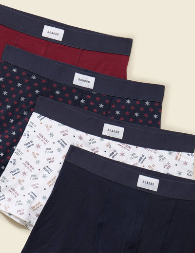 Lot de 4 boxers no&euml;l bleu marine homme