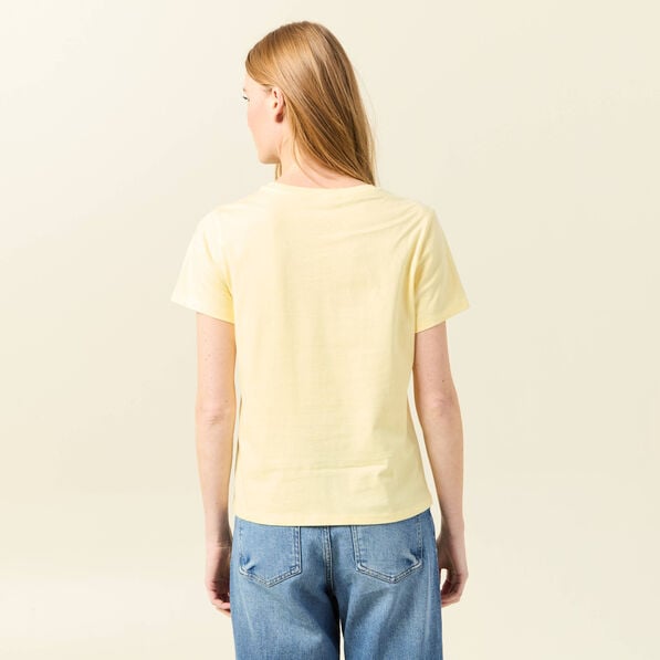 t shirt manches courtes jaune clair femme T-shirt manches courtes jaune clair femme