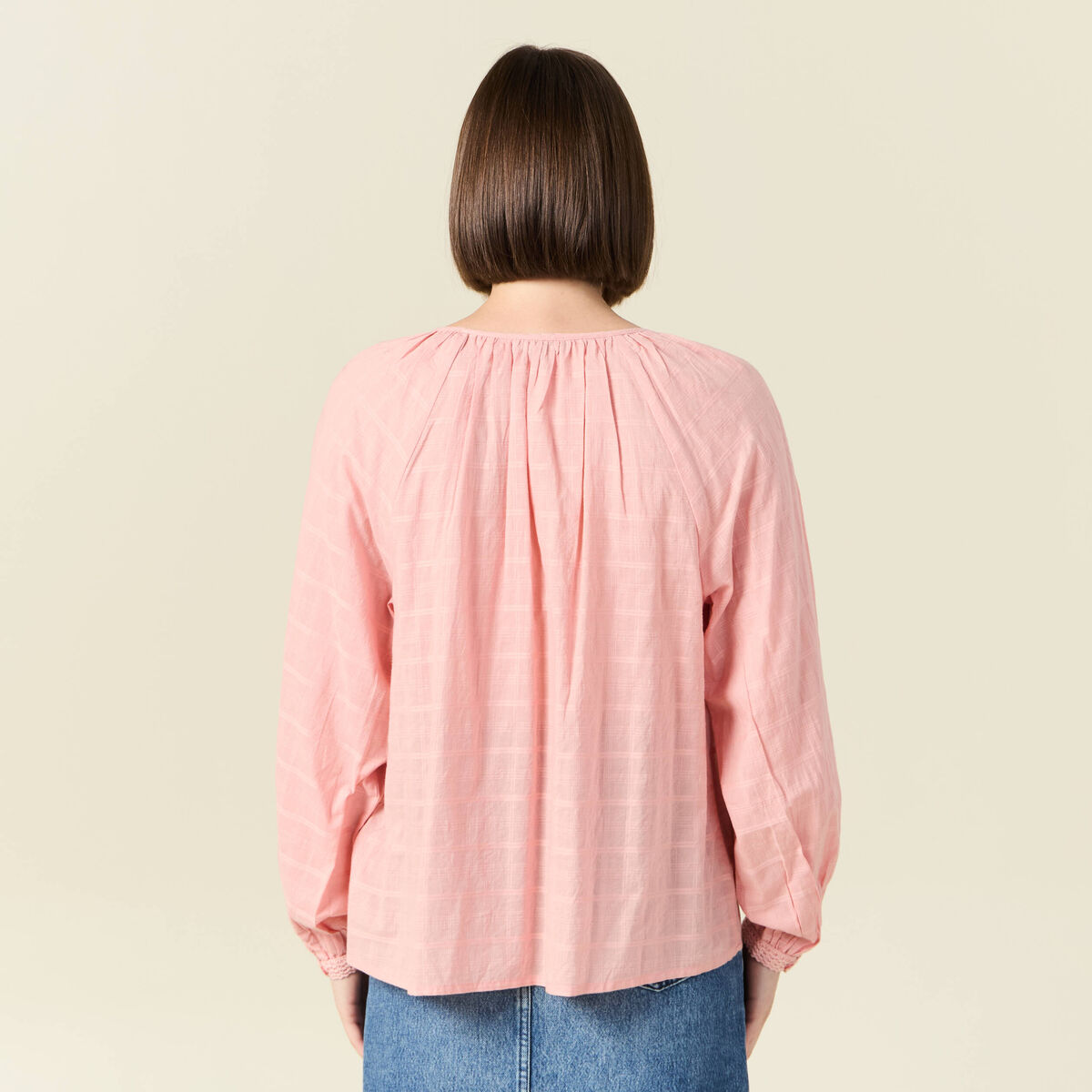 Blouse manches longues rose femme