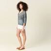 Pull manches courtes ajouré bleu clair femme
