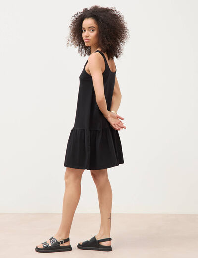 Robe sans manches en maille col carr&eacute; noir femme