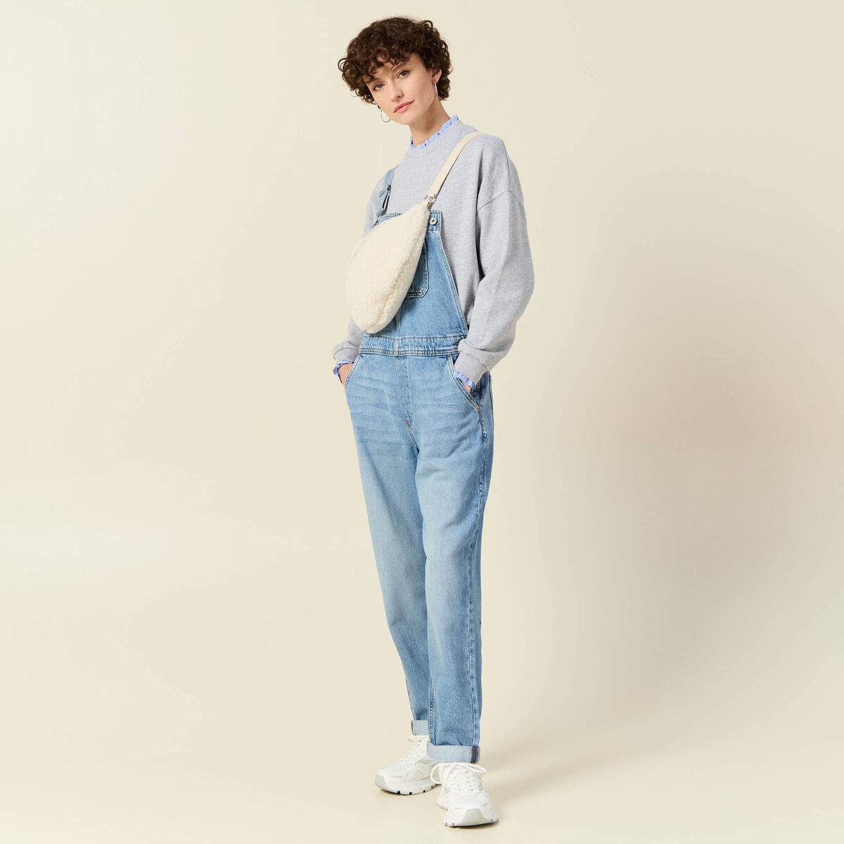 Salopette en jean denim stone femme