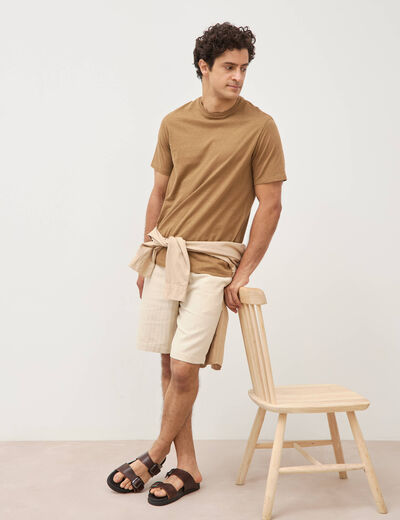 T-shirt ras de cou manches courtes vert kaki homme