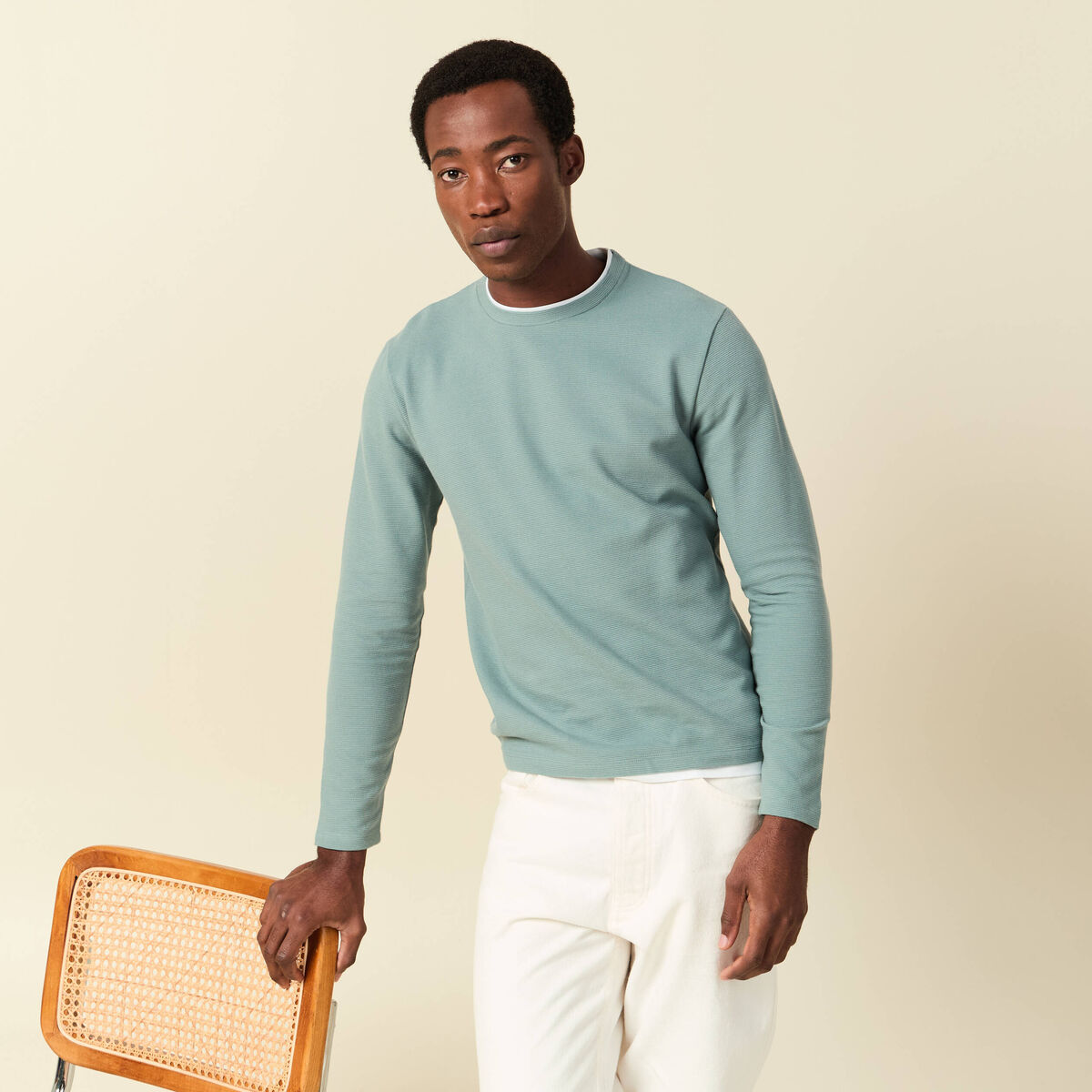 T-shirt manches longues bleu gris homme