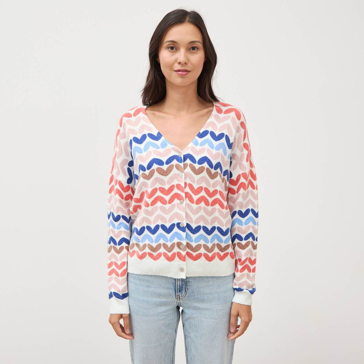 Gilet manches longues multicolore femme