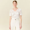 T-shirt manches courtes ajouré creme femme