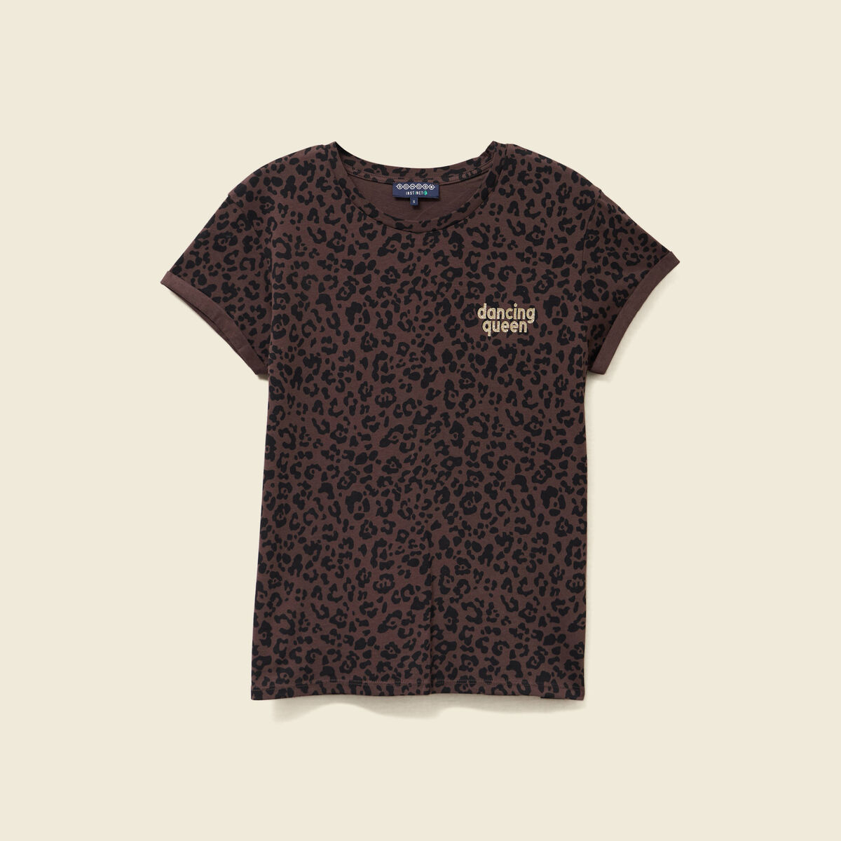 T-shirt manches courtes marron fonc&eacute; femme