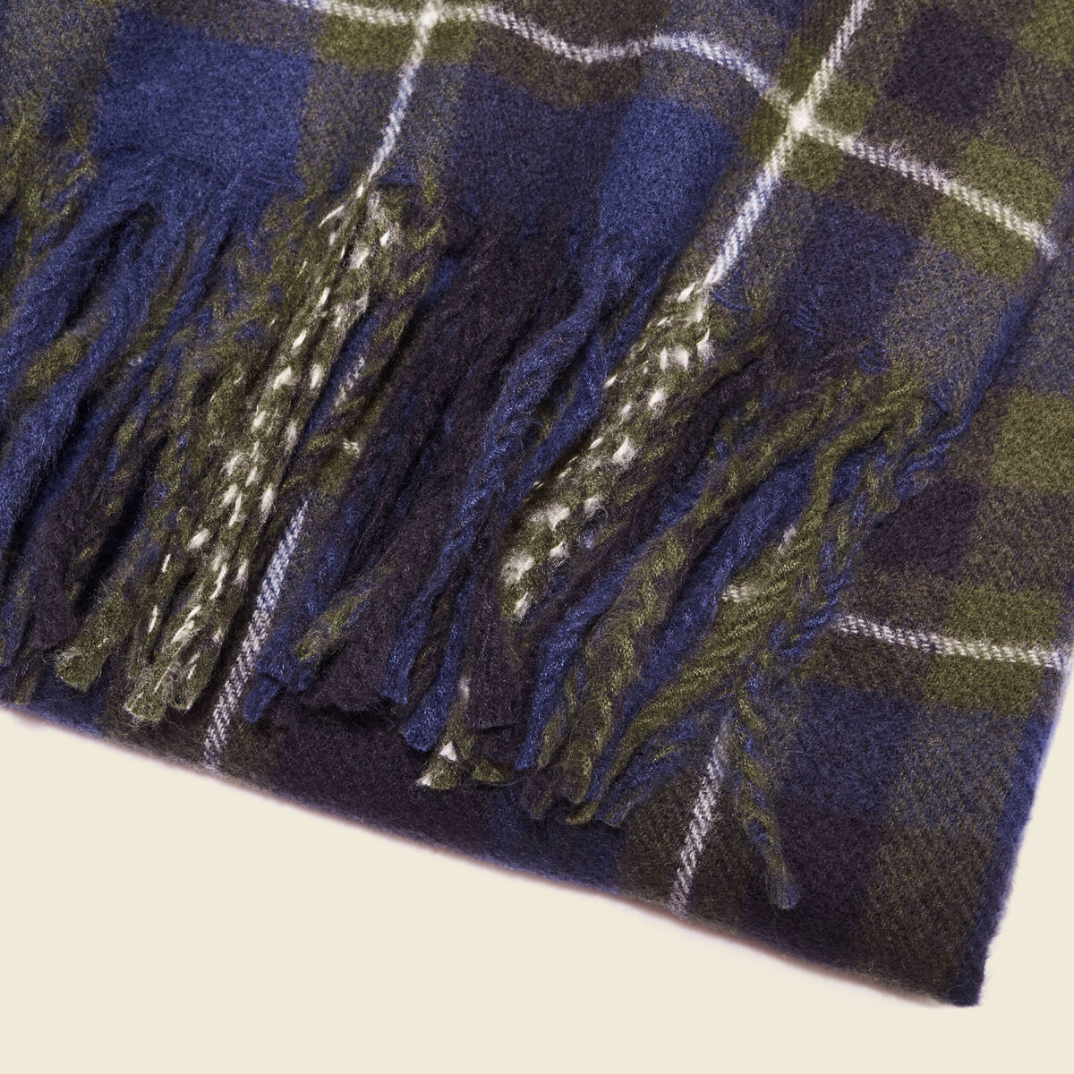Écharpe à franges bleu marine homme