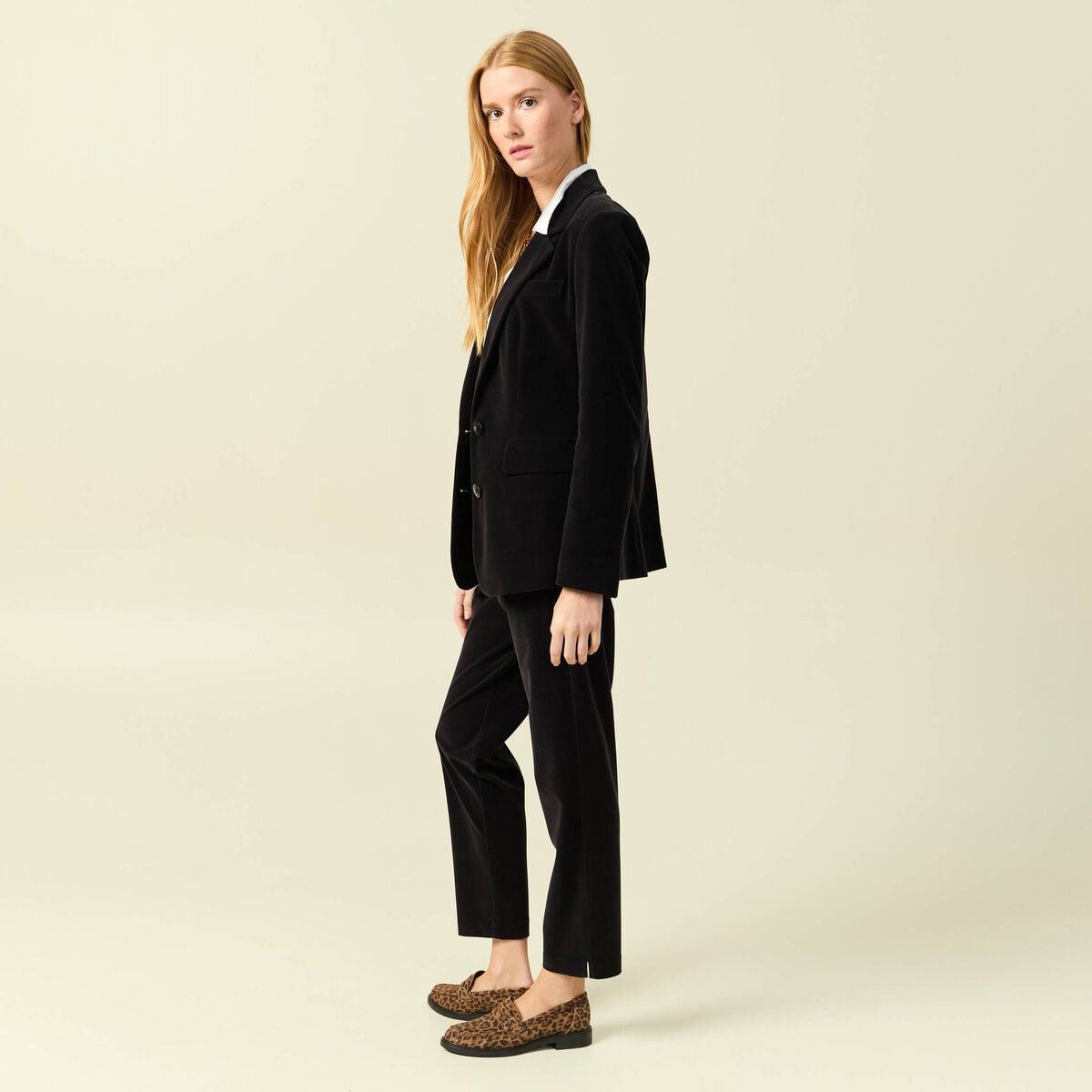 Veste blazer velours noir femme
