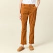 Pantalon chino cigarette marron femme
