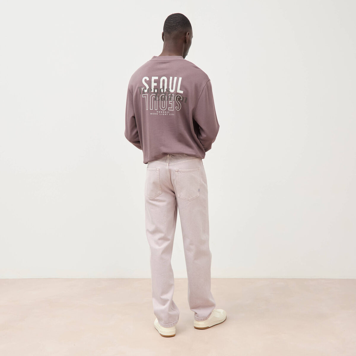 Jeans large longueur 32 en coton parme homme