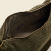 Sac demi-lune velours côtelé taupe femme