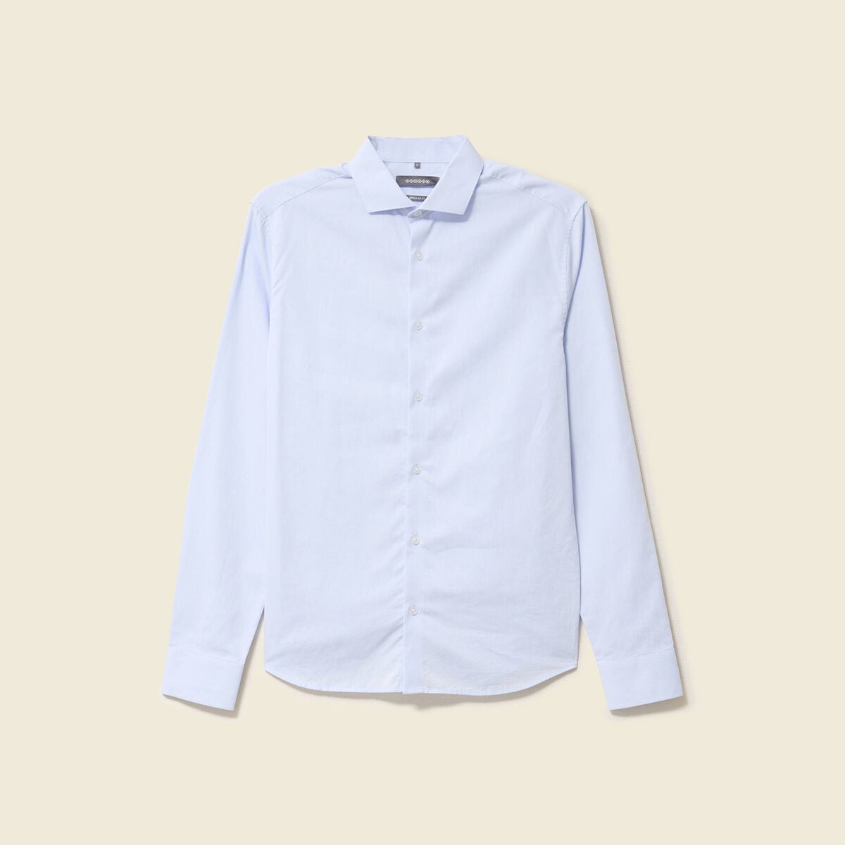 Chemise droite courte col italien bleu ciel homme