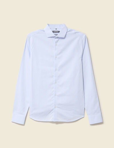 Chemise droite courte col italien bleu ciel homme