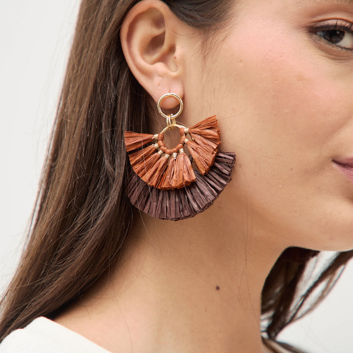 Boucles d'oreilles orange fonc&eacute; femme