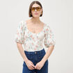 Body col bateau manches bouffantes blanc femme