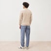 Pull droit col rond manches longues sable homme