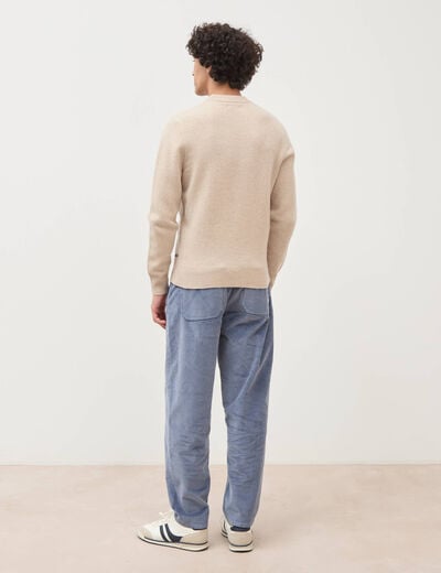 Pull droit col rond manches longues sable homme