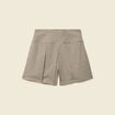 Short pliss&eacute; taille haute fluide marron femme