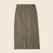 Jupe midi crayon ceinturée vert kaki femme