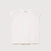 T-shirt droit sans manches col rond ecru femme