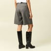 Bermuda large taille haute gris femme