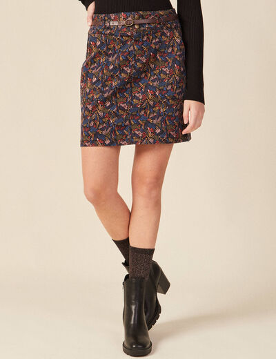 Jupe droite courte multicolore femme