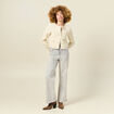 Veste tweed courte jaune pastel femme