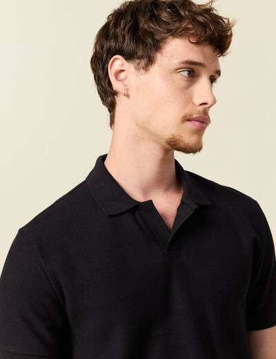 Polo cintré manches courtes en coton noir homme