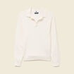 Pull droit col polo manches longues ecru homme
