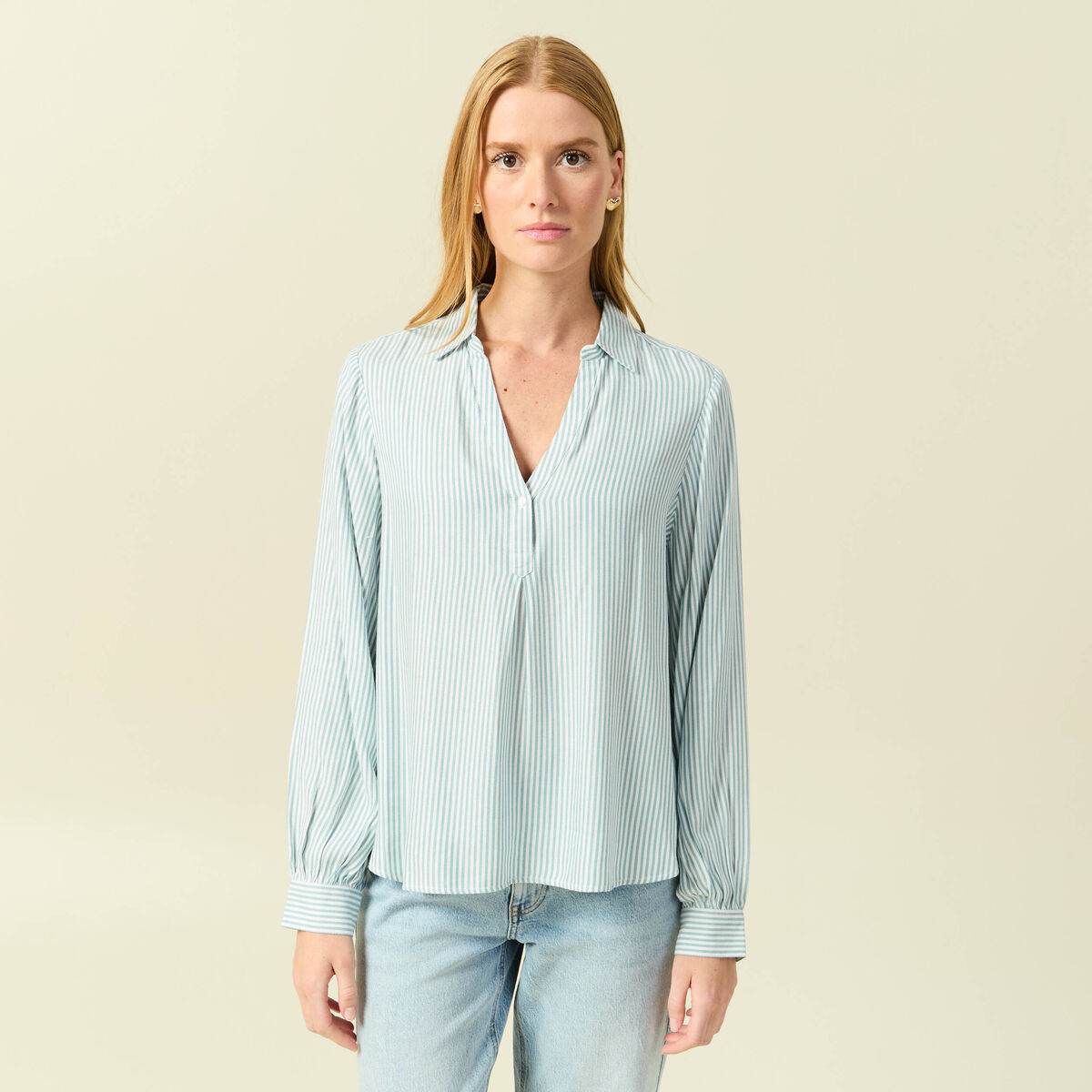 Blouse manches longues gris femme