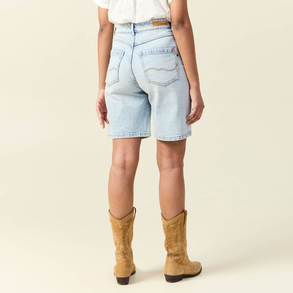 Bermuda droit en jean denim snow bleu femme