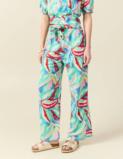 Pantalon fluide large multicolore femme