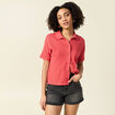 Polo en maille rouge femme