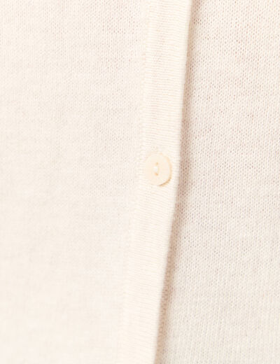 Gilet manches longues boutonn&eacute; creme femme