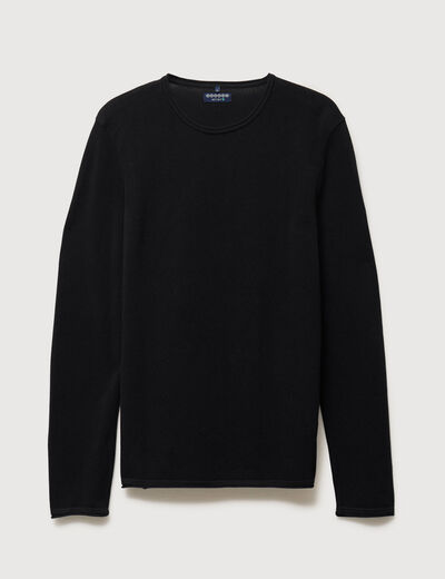 Pull col rond manches longues noir homme