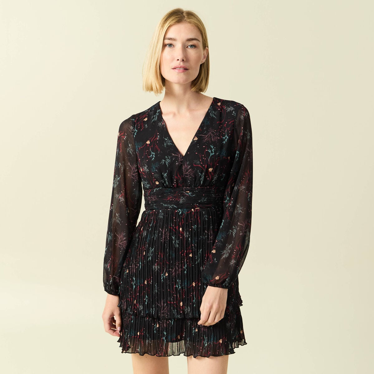 Robe Longue Speechless - Rosette Plissée Dentelle Noire Et Rose - Sans Manches, Taille M - Neuf Avec Étiquette