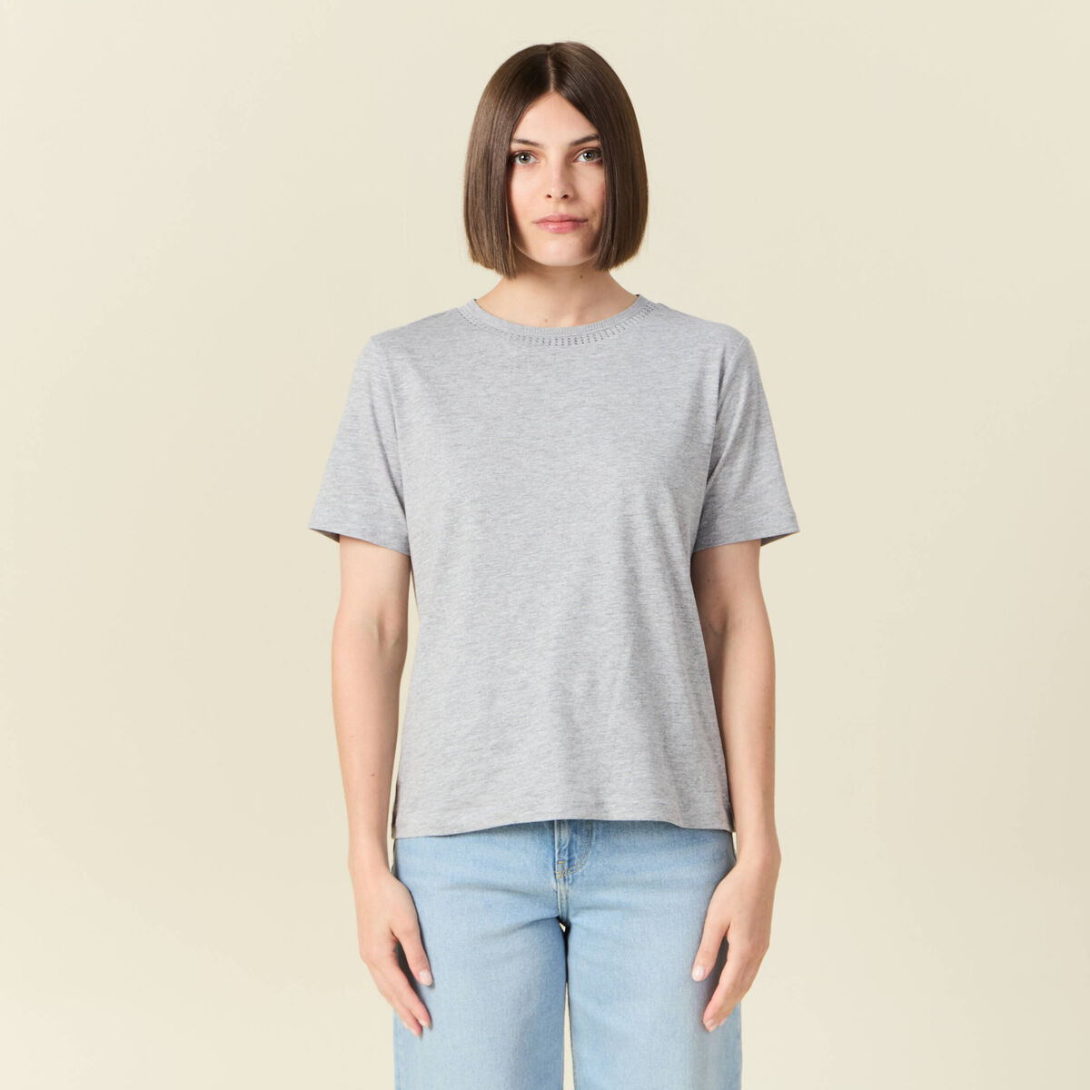 T-shirt manches courtes gris femme