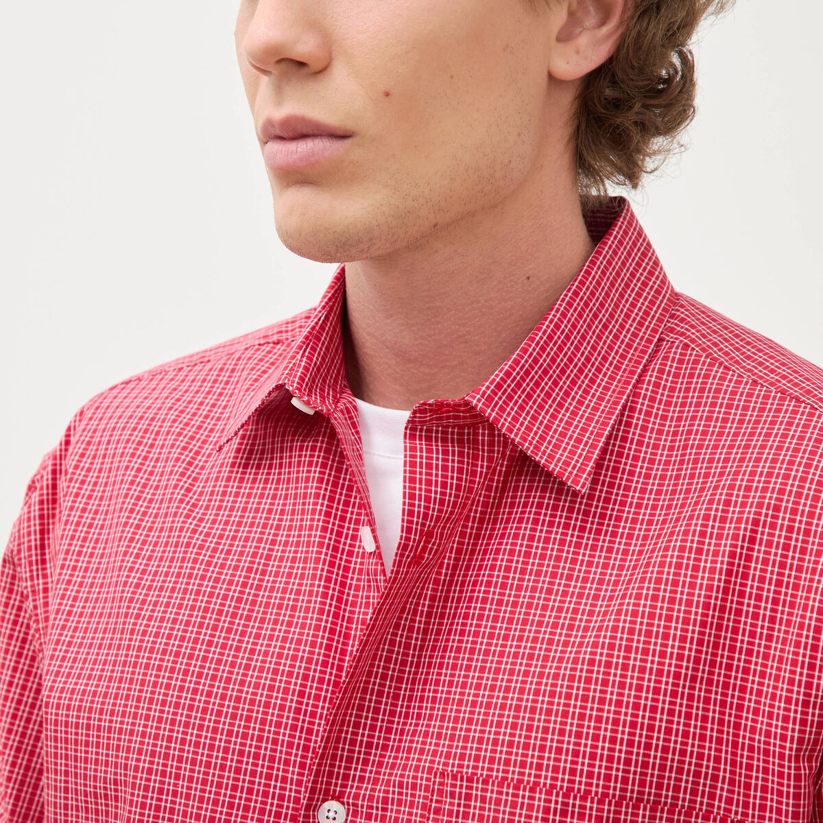 Chemise boyfriend en coton rouge homme