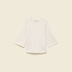 Sweat col rond manches 3/4 brillant ecru femme
