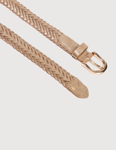 Ceinture fine tress&eacute;e couleur or femme