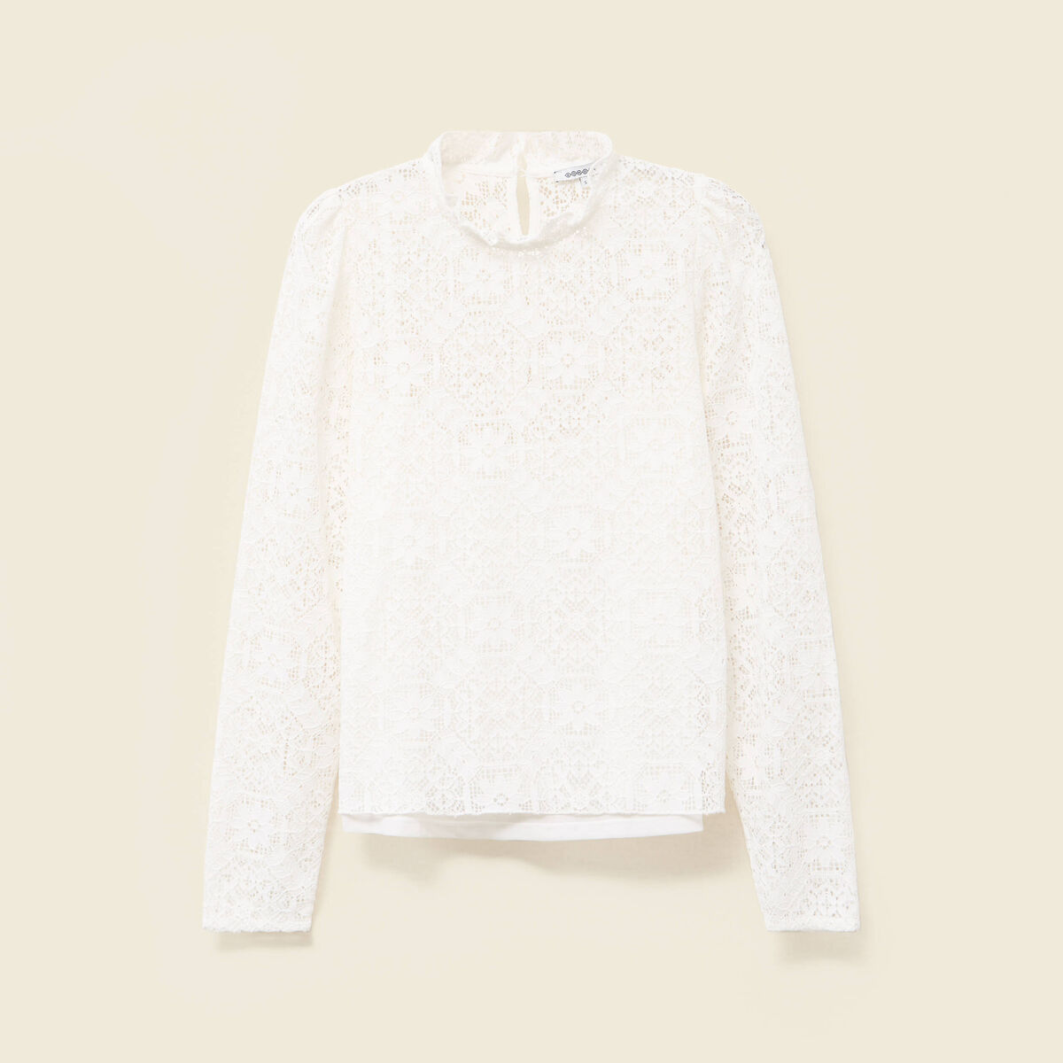 T-shirt droit court manches longues blanc femme