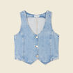 Veston sans manches en jean denim used femme