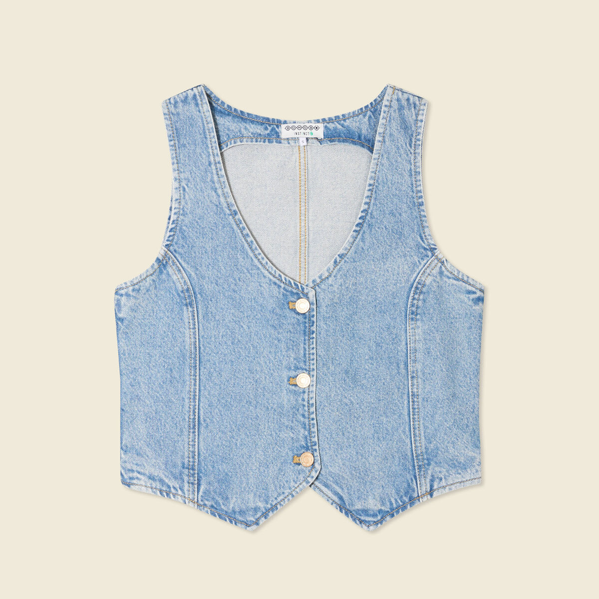 Veston sans manches en jean denim used femme